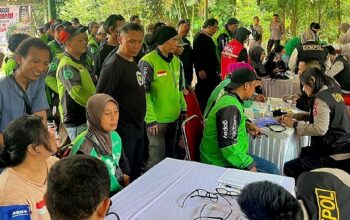 600 Pengemudi Ojol Ikuti Pemeriksaan Kesehatan Gratis dan Donor Darah