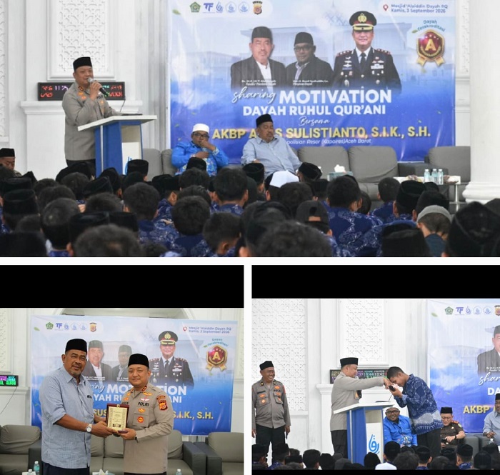 Kapolres Aceh Barat Beri Motivasi Santri Dayah Ruhul Qur’ani, Kenalkan Akpol dan Pentingnya Integritas