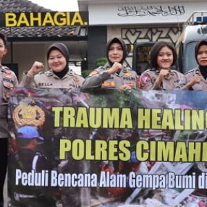 Polres Cimahi Berikan Trauma Healing untuk Korban Gempa Cianjur