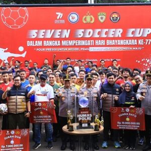 Wujudkan Pemilu Damai 2024, Polri Bersama Wartawan Gelar Bhayangkara Presisi Seven Soccer Cup