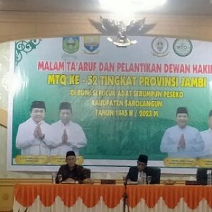 PJ Bupati Sarolangun Hadiri Malam Ta”aruf dan Pelantikan Dewan Hakim MTQ ke-52 Tahun 2023 tingkat Provinsi Jambi