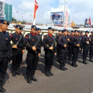 Personel Polda Sumsel lakukan gladi upacara peringatan Hari kemerdekaan Indonesia