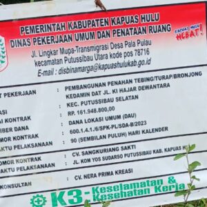 Diduga Pembangunan Tebing di Putussibau Selatan Asal Jadi, Ini Kata Direktur CV Sangkuriang Sakti