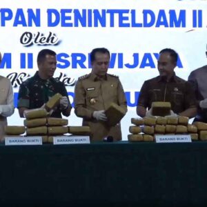Kodam II Sriwijaya Serahkan 26.164 Kg Sabu kepada BNNP Sumatera Selatan