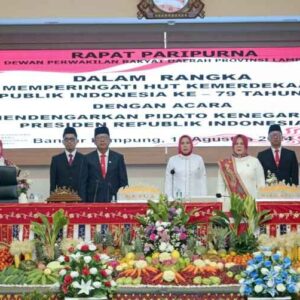 Peringati HUT RI ke – 79, DPRD Lampung Gelar Rapat Paripurna Dengarkan Pidato Kenegaraan Presiden