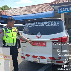 Diduga gunakan plat nopol tidak sesuai, Mobil Siaga Pemdes Cibentang di tahan Satlantas Polres Brebes