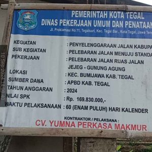 Pelebaran Jalan Jejeg-Gunung Agung yang Dikerjakan CV. Yumna Perkasa Makmur Alami Kerusakan, Belum Berumur Lama