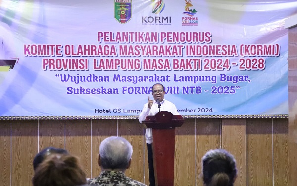 Pelantikan KORMI, Pj. Gubernur Lampung Semoga amanah dan tanggung jawab penuh dedikasi dan integritas