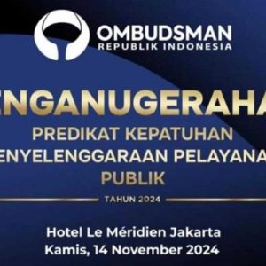Pemkot Metro Raih Penghargaan Bidang Pelayanan Publik dari Ombudsman RI