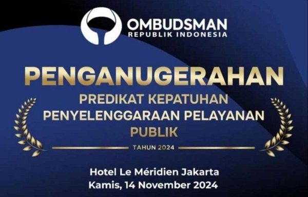 Pemkot Metro Raih Penghargaan Bidang Pelayanan Publik dari Ombudsman RI