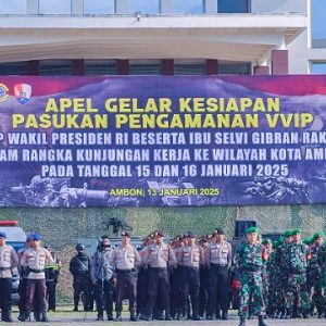 Danrem 151/Binaiya Selaku Dansatgas Hadiri Apel Gelar Pasukan PAM VVIP Kunker Wapres RI ke Wilayah Maluku