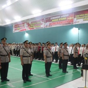 Kapolres Muba pimpin upacara serah terima jabatan 2 Kasat dan 3 Kapolsek