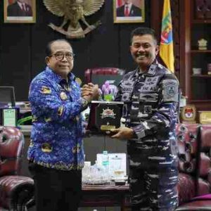 Jelang Kunjungan KSAL, Kadispotmaral Brigjen TNI (Mar) Sugianto temui Pj.Gubernur Lampung