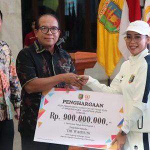 Total 19,98 Miliar, Pj. Gubernur Lampung Berikan Bonus bagi Atlet dan Pelatih Peraih Medali PON XXI