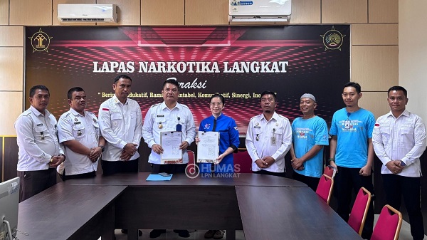 Lapas Narkotika Langkat bersama Yayasan Pelatihan Moralitas Budi Pekerti Bangsa Indonesia Tandatangani Perjanjian Kerjasama