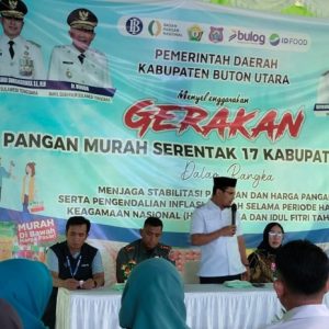 Bersama Dandim 1429/Butur, Wabup Buton Utara Hadiri Gerakan Pangan Murah di Desa Labelete