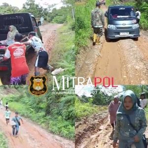 Viral di Medsos, Video Aksi Warga Dorong Mobil Akibat Jalan Rusak di Kecamatan Cirinten Lebak-Banten