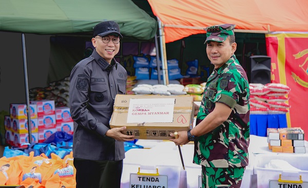 Peduli Kemanusiaan, Pemprov Lampung dan Brigif 4 MAR/BS Salurkan Bantuan Korban Gempa Myanmar