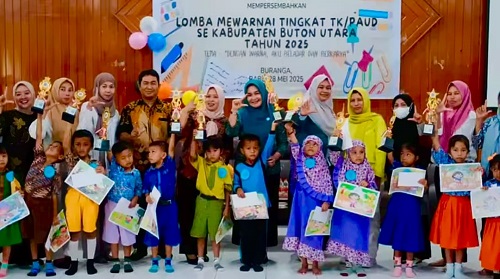 Buka Lomba Mewarnai, Bunda PAUD Butur Apresiasi Bakat Anak Usia Dini 