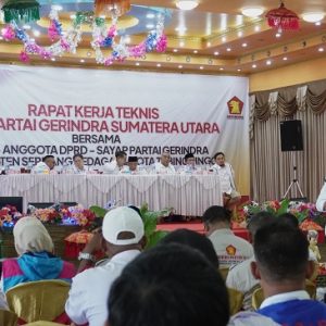 Dihadiri Pengurus DPC, Sayap Partai, dan Anggota DPRD Sergai-Tebing Tinggi, DPD Gerindra Sumut Gelar Rakernis 