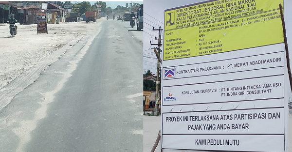 Miris !!! Diduga Dikerjakan Asal Asalan, Proyek Baru Satu Tahun Sudah Rusak dan Berlobang