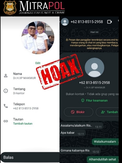 Beredar Nomor WhatsApp Palsu Anggota DPRD Provinsi Banten, Drs. K.H.Iip Makmur Tegaskan Bukan Miliknya