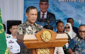 Peserta LKBB dan LTUB Lampung 2025 berbaris rapi di Lapangan Korpri