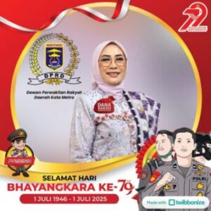 Menuju Indonesia Emas, Ketua DPRD Metro Berikan Ucapan HUT Bhayangkara Ke78