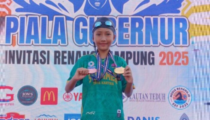 Kejuaraan Renang Piala Gubernur, Aqilla Queen Adhiera Siswi SDN 5 Metro Pusat Raih Juara 1