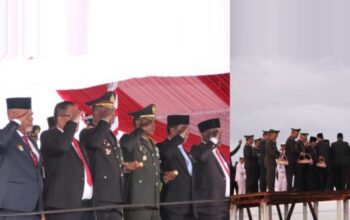 Kapolda Papua Tengah Ikuti Upacara Tabur Bunga HUT RI ke-80 di Pantai Nabire