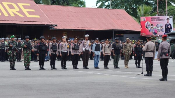 Apel kesiapan Polres Nabire bersama TNI, Satpol PP, dan Senkom