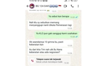 Bukti percakapan WA dugaan pemerasan wartawan Radar007 terhadap bendahara Prabu Satu Nasional