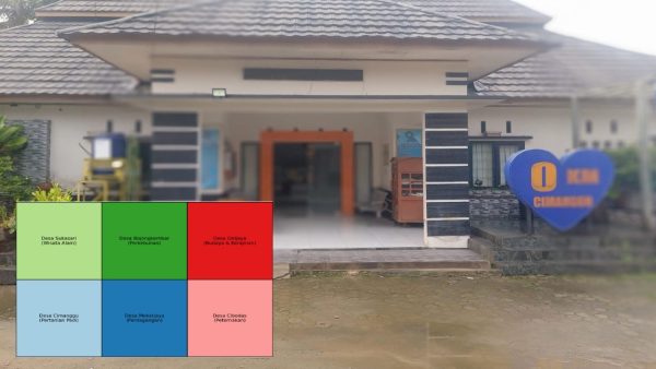 Pemandangan wilayah Kecamatan Cimanggu di Kabupaten Sukabumi dengan lahan pertanian yang luas