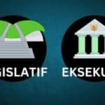 Ilustrasi tiga pilar kekuasaan di Indonesia, legislatif, eksekutif, dan yudikatif