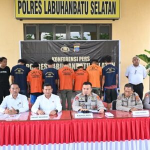 Polres Labusel Tangkap 8 Tersangka Pelaku Curanmor dan Sita 15 Unit Motor dari Berbagai Lokasi dalam Operasi Kancil Toba 2025