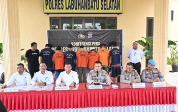 Polres Labusel Tangkap 8 Tersangka Pelaku Curanmor dan Sita 15 Unit Motor dari Berbagai Lokasi dalam Operasi Kancil Toba 2025