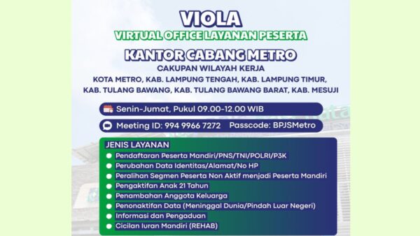Petugas BPJS Kesehatan menjelaskan layanan VIOLA kepada peserta JKN di Metro.