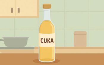 Botol cuka dapur di meja dapur program makanan bergizi di Kecamatan Menes Pandeglang