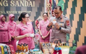 Kapolres Ketapang kunjungan kerja ke Polsek Sandai disambut tarian tradisional