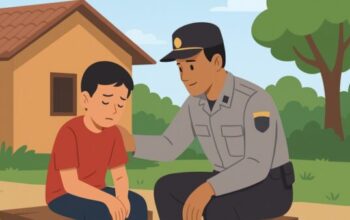 Petugas Unit PPA Polres Sukabumi menangani laporan kasus kekerasan anak di Desa Cianaga