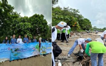LPSPL Serang bersama siswa SMA Negeri Pandeglang melakukan aksi bersih pantai.