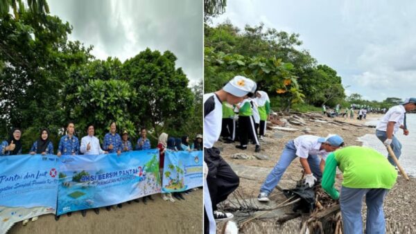 LPSPL Serang bersama siswa SMA Negeri Pandeglang melakukan aksi bersih pantai.