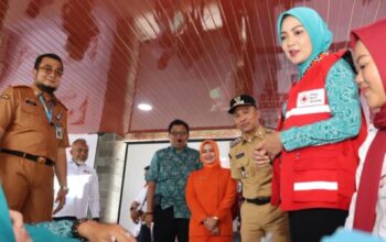 Ketua PMI Provinsi Lampung, Batin Wulan, berkunjung ke kantor PMI Lampung Barat.
