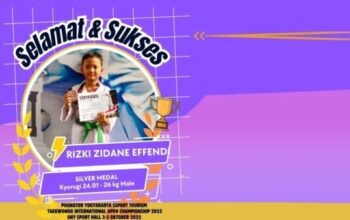 Rizki Zidan Efendi Harumkan Nama Metro, Raih Medali Perak di Pugnator Yogyakarta Taekwondo International Championship 2025
