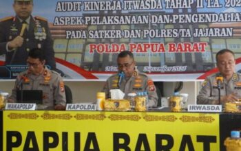 Kapolda Papua Barat memimpin Taklimat Awal Audit Kinerja Itwasda Polda Papua Barat 2025