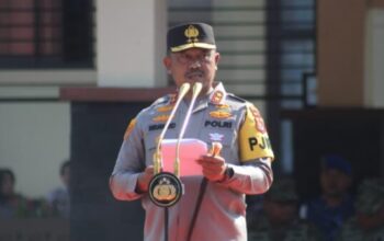 Apel pasukan Operasi Zebra Anoa 2025 yang digelar Polda Sultra di Lapangan Presisi Kendari.