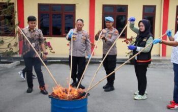 Pemusnahan barang bukti narkoba oleh Polres Pelabuhan Belawan.