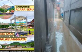 Banjir merendam permukiman warga Kampung Cijambe Palabuhanratu Sukabumi