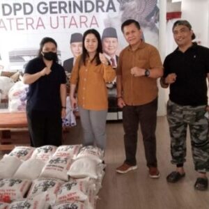 Bantuan Gerindra Sumut Mengalir, Dua Perusahaan Sumbang Ratusan Paket Sembako