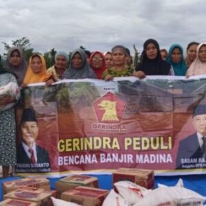Gerindra Madina Terobos Daerah Terisolir Bantu Korban Banjir